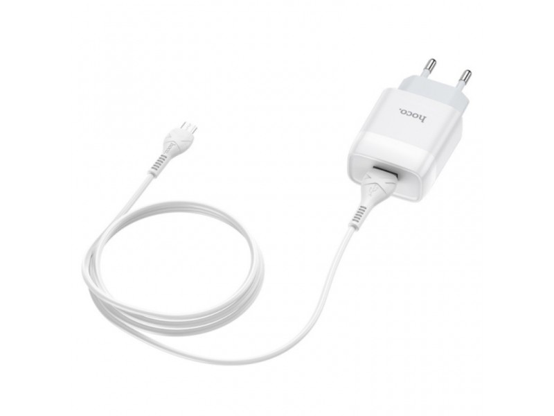 Сетевое зарядное устройство USB + кабель Type-C HOCO C72A Glorious single port (белый)