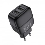Сетевое зарядное устройство 2 USB 2400mAh  HOCO C77A Highway dual port charger черный