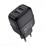 СЗУ 2 USB 2400mAh + кабель iPhone 5/6/7 HOCO C77A Highway dual port charger  черный