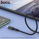 Кабель USB - Lightning HOCO U79, 2,4A черный 1,2м (в оплетке, LED индикатор)