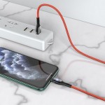Кабель USB - Lightning HOCO U89, 2,4A красный 1,2м (в оплетке, LED индикатор)