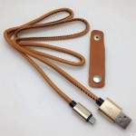 Кабель USB - MicroUSB в кожаной оплетке (красный) 1м