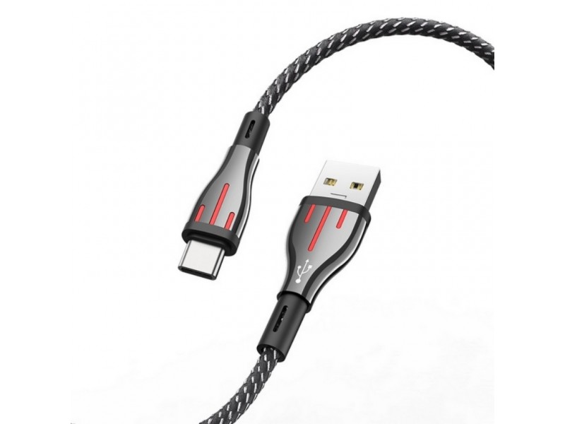 Кабель USB - USB Type-C BOROFONE BU23, 2,4A серый 1,2м (в оплетке)