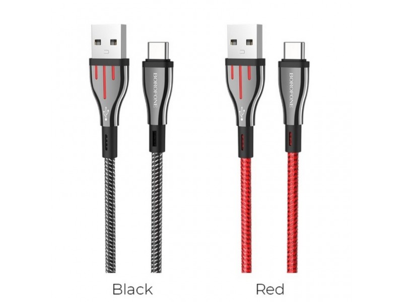 Кабель USB - USB Type-C BOROFONE BU23, 2,4A серый 1,2м (в оплетке)
