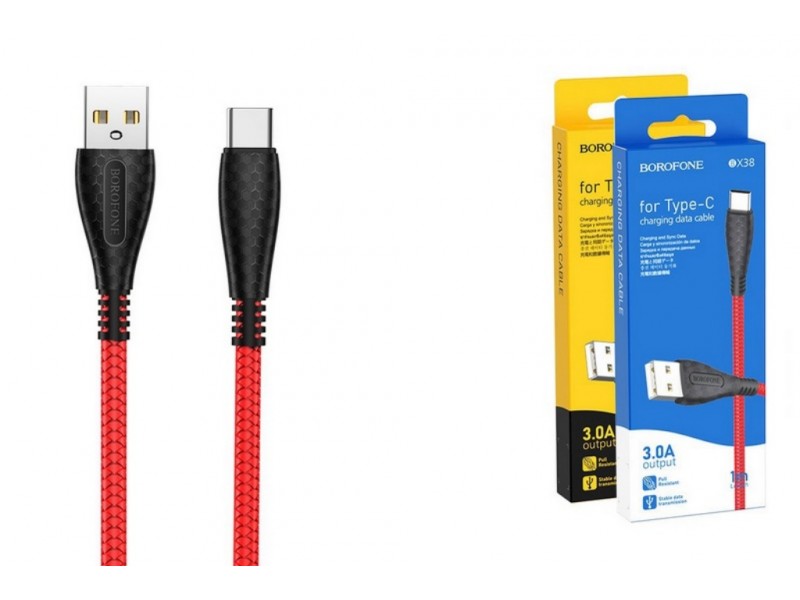 Кабель USB - USB Type-C BOROFONE BX38, 3A красный 1м
