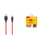 Кабель USB HOCO X21 Silicone type-c charging cable (черно-красный) 1 метр