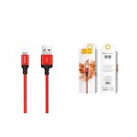 Кабель USB - Lightning HOCO X14, 2,4A красный 1м (в оплетке)