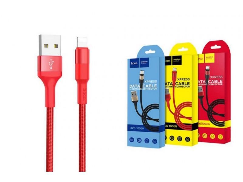 HOCO X26 Xpress charging data cable for Lightning 1м красный