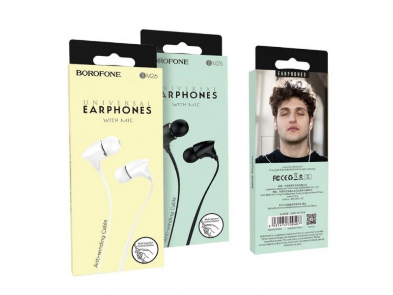 Наушники BOROFONE BM26 Rhythm universal earphones 3.5мм цвет черная