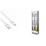 Кабель USB - MicroUSB HOCO U14 2,4A белый 1м (в оплетке,LED индикатор)