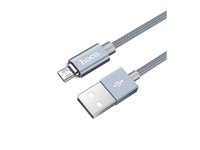 USB D.CABLE micro USB HOCO U40A magnetic adsorption micro charging cable (серый) 1 метр