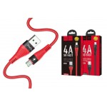 USB D.CABLE micro USB HOCO U53 4A Flash charging data cable (красный) 1 метр