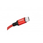Кабель USB - MicroUSB HOCO X14 2,4A черно-красный 2м (в оплетке)