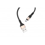 Кабель USB - MicroUSB HOCO X26 2A черно-золотистый 1м (в оплетке)