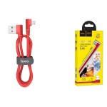Кабель USB - MicroUSB HOCO U83 2,4A красный 1,2м (L-type)