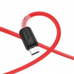 Кабель USB - MicroUSB HOCO X48 2,4A красный 1м (силикон)