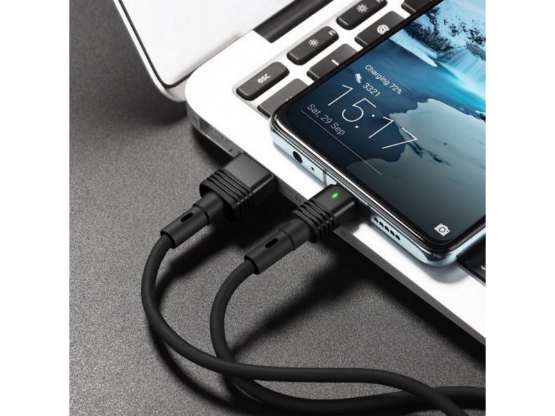 USB D.CABLE HOCO U82 Cool silicone charging cable for Type-C (черный) 1 метр