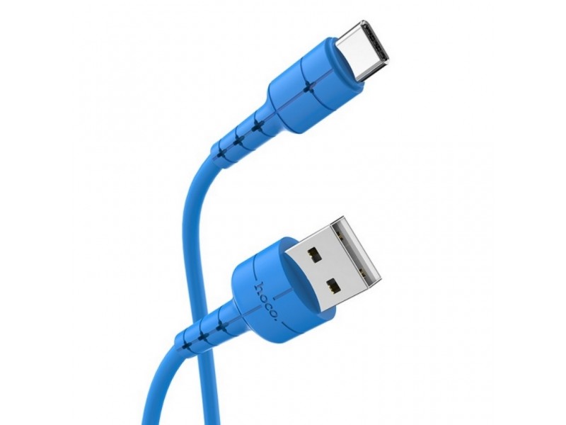 Кабель USB - USB Type-C HOCO X30, 2A синий 1,2м (LED индикатор)