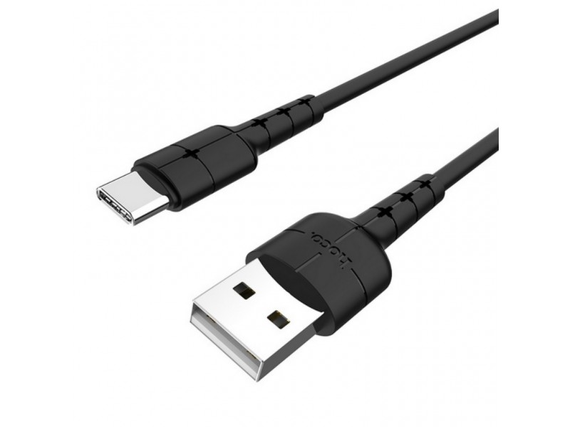 Кабель USB - USB Type-C HOCO X30, 2A черный 1,2м (LED индикатор)