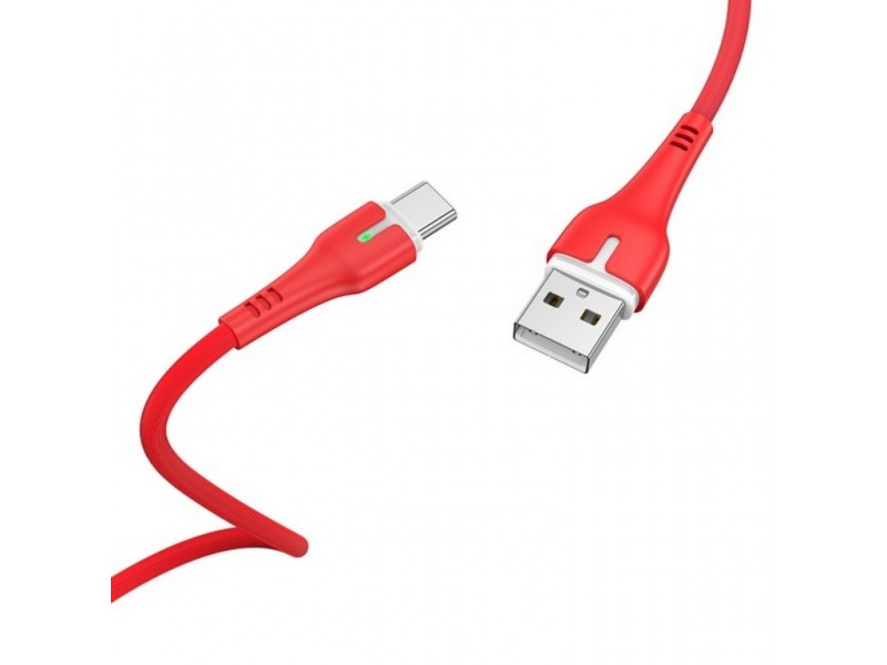 Кабель USB - USB Type-C HOCO X45, 2,4A красный 1м (LED индикатор)