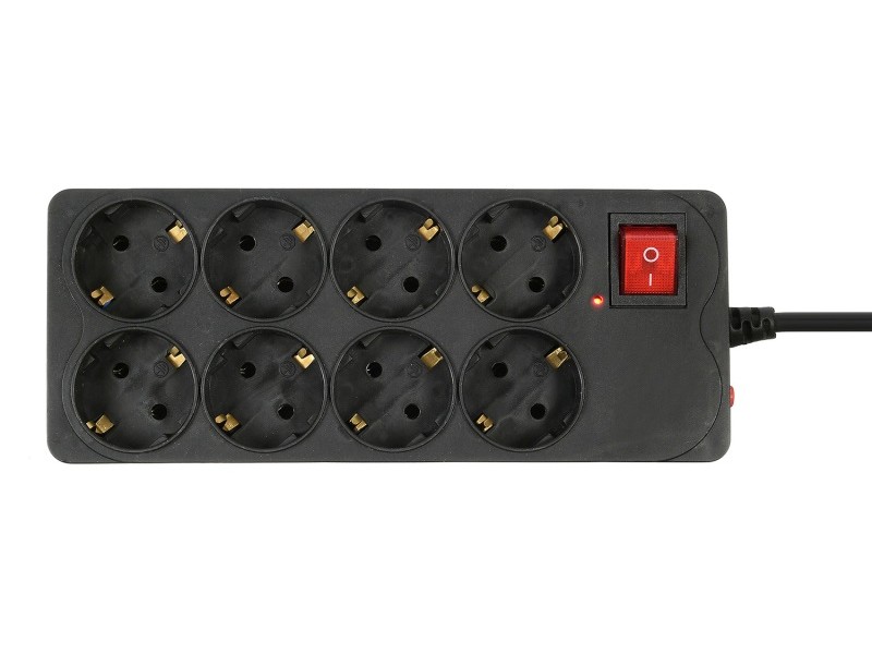 Сетевой фильтр Buro 800SH-3-B 3м (8 розеток) черный (коробка)