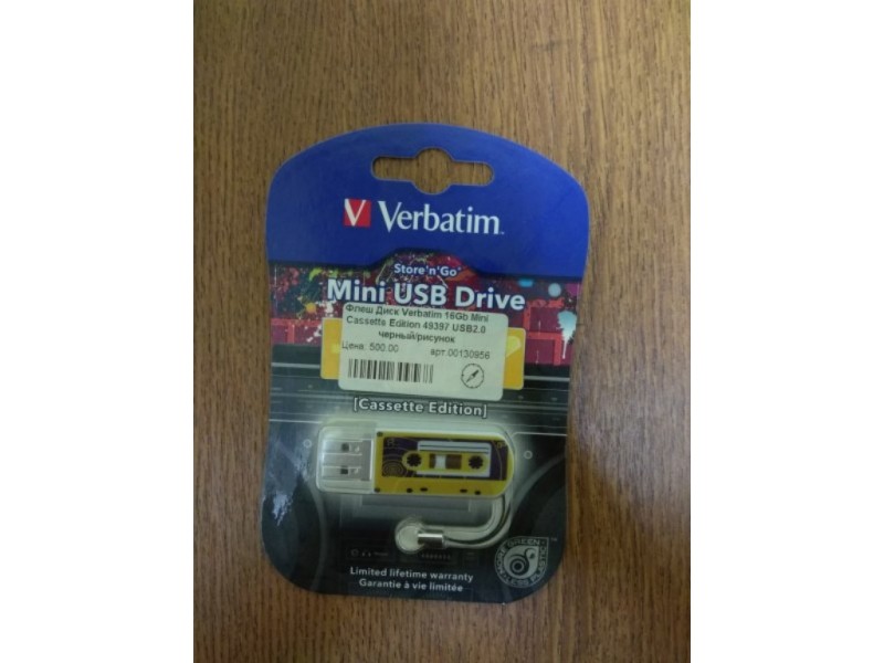 Флеш Диск Verbatim 16Gb Mini Cassette Edition 49397 USB2.0 черный/рисунок