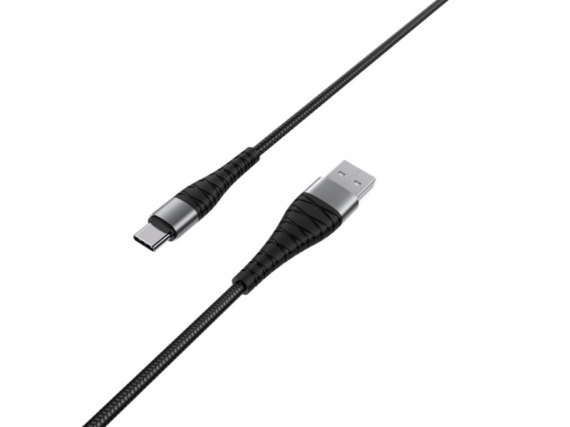 Кабель USB - USB Type-C BOROFONE BX32, 5A (черный) 1м (в оплетке, с усилением сгиба)