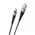 Кабель USB - USB Type-C BOROFONE BX32, 5A (черный) 1м (в оплетке, с усилением сгиба)