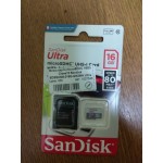 Флеш карта microSDHC 16Gb Class10 Sandisk SDSQUNS-016G-GN3MA Ultra 80 + adapter
