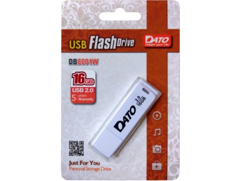 Флеш Диск Dato 16GB DB8001 DB8001W-16G USB2.0 белый
