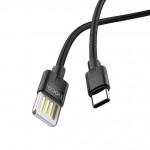 Кабель USB - USB Type-C HOCO U55, 2,4A черный 1,2м (в оплетке)