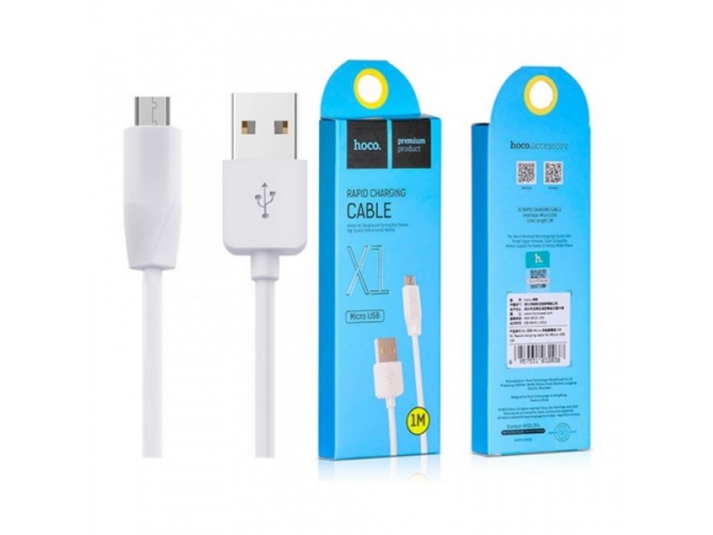 Кабель USB - MicroUSB HOCO X1 2A (белый) 1м