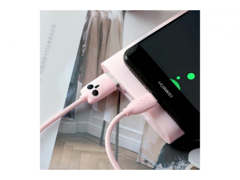 Кабель USB HOCO KX1 Type-C charging data cable (розовый) 1 метр "Совенок"