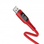 USB D.CABLE HOCO S6 Sentinel charging data cable with timing display for Type-C (красный) 1 метр