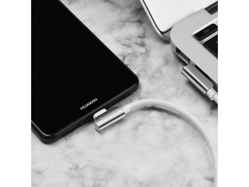 USB D.CABLE HOCO U42 exquisite steel type-c charging data cable (белый) 1 метр