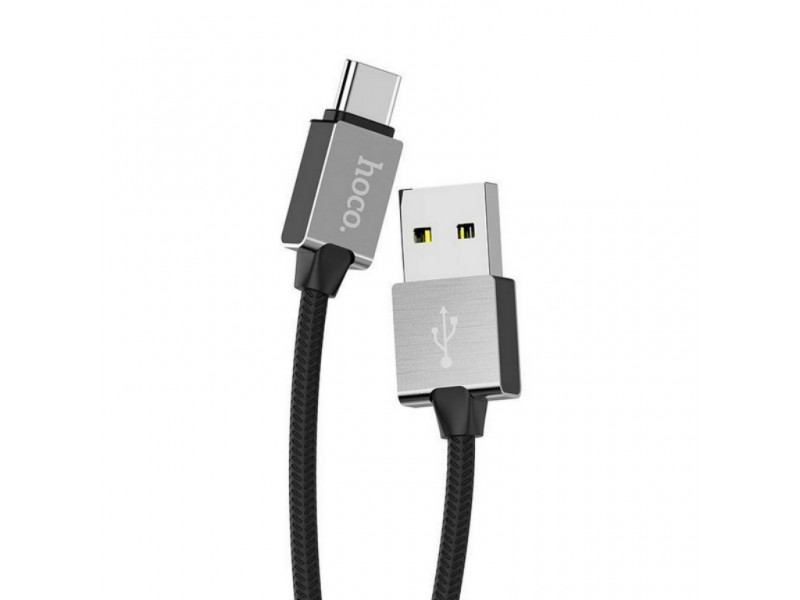 USB D.CABLE HOCO U49 Refined steel charging data cable for Type-C (черный) 1 метр