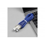 Кабель USB - USB Type-C HOCO U58, 2,4A синий 1,2м (в оплетке, с усилением сгиба)