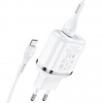 СЗУ  2 USB 2400 mAh + кабель micro USB HOCO N4 Aspring dual port charger белый