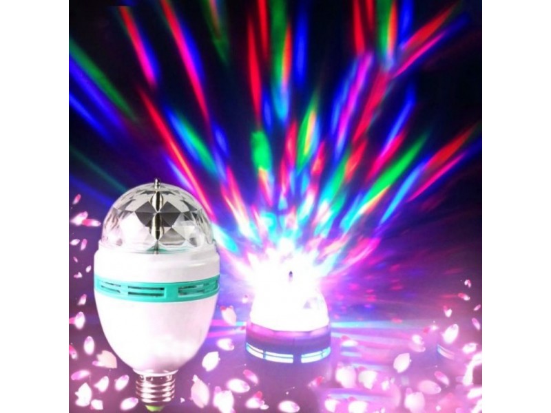 Крутящаяся лампа RGB светодиодная (цоколь) с подставкой 220V