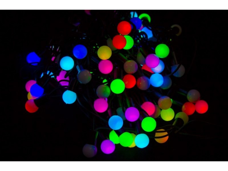 Новогодняя светодиодная гирлянда 6 (3 метра) шарики матовые цветные