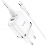 СЗУ 2 USB 2400mAh + кабель iPhone 5/6/7 HOCO N4 Aspring dual port  белый