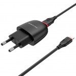 СЗУ USB 2400mAh + кабель iPhone 5/6/7 BOROFONE BA49A Vast Power single port charger set черный