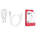 СЗУ 2USB 2400mAh + кабель iPhone 5/6/7 BOROFONE BA37A Speedy dual port charger set белый