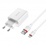 Сетевое зарядное устройство USB + кабель MicroUSB BOROFONE BA21A Long journey QC3.0 3000mAh (белый)