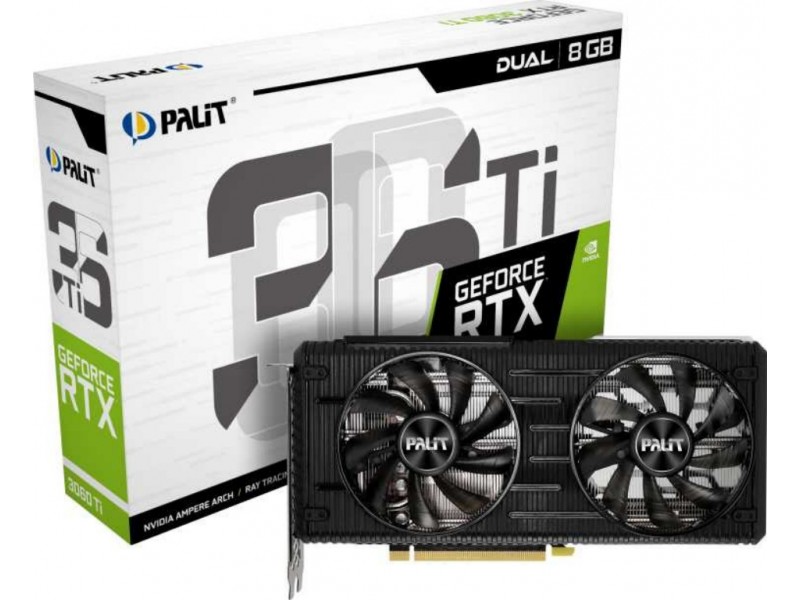 Видеокарта Palit PCI-E 4.0 PA-RTX3060Ti DUAL 8G V1 LHR NVIDIA GeForce RTX 3060Ti 8192Mb 256 GDDR6 14