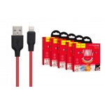 HOCO X21 Plus Silicone charging cable for Lightning 1м черно-красный