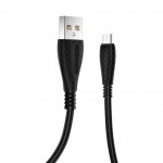 Кабель USB - MicroUSB BOROFONE BX38 2,4A черный 1м (в оплетке)