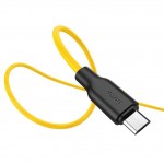 Кабель USB - MicroUSB HOCO X21 Plus 2,4A черно-желтый 1м (силикон)