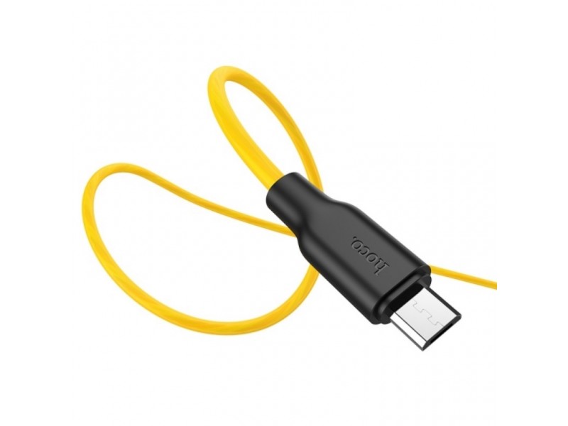 Кабель USB - MicroUSB HOCO X21 Plus 2,4A черно-желтый 1м (силикон)