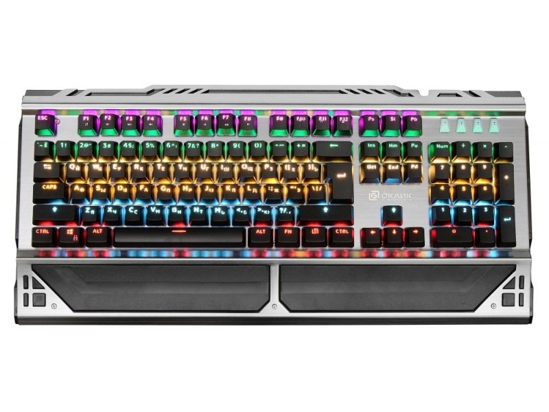 Клавиатура Оклик 980G HUMMER механическая серебристый/черный USB for gamer LED (подставка для запяст